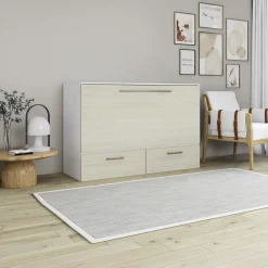 Lit cabinet queen avec matelas 6,5 po - gris