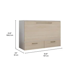 Lit cabinet queen avec matelas 6,5 po - gris