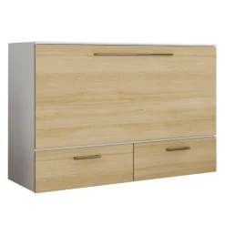 Lit cabinet queen avec matelas 6,5 po - naturel