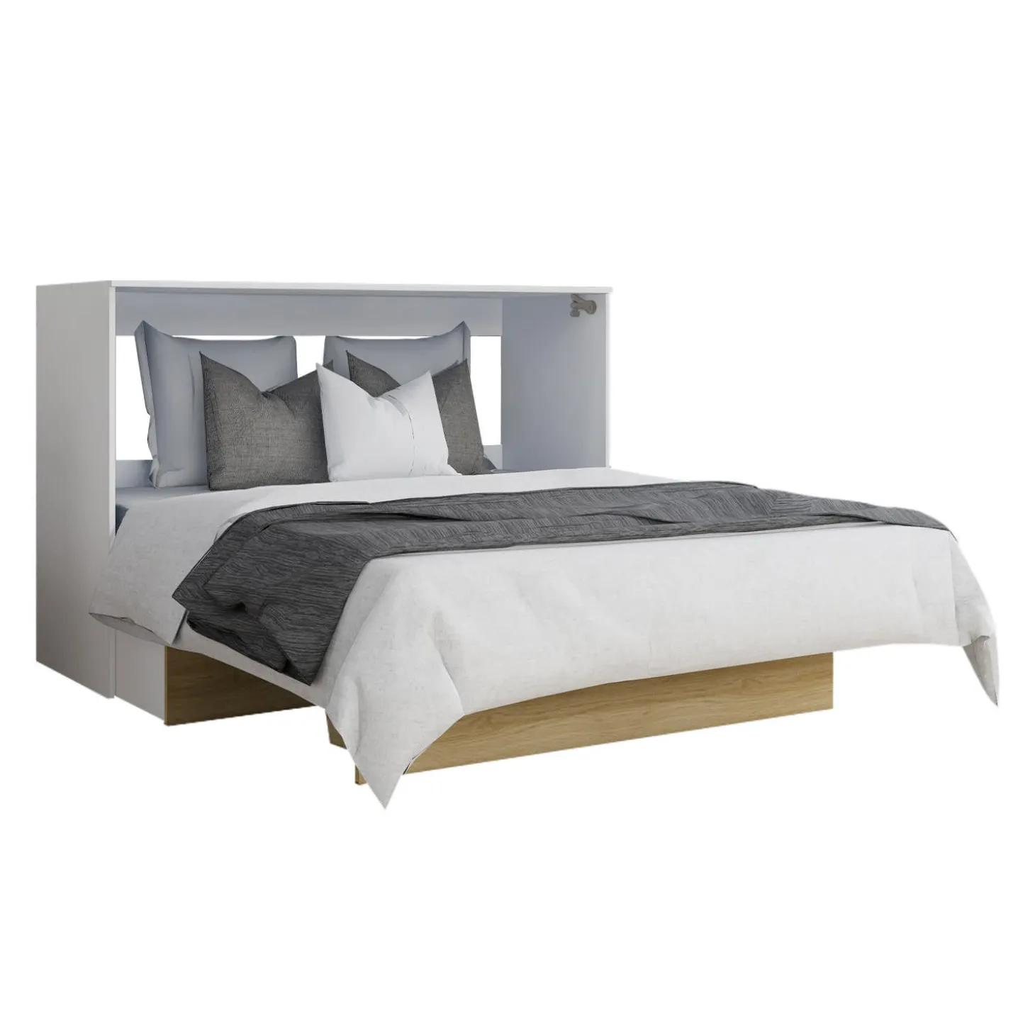 Lit cabinet queen avec matelas 6,5 po - naturel