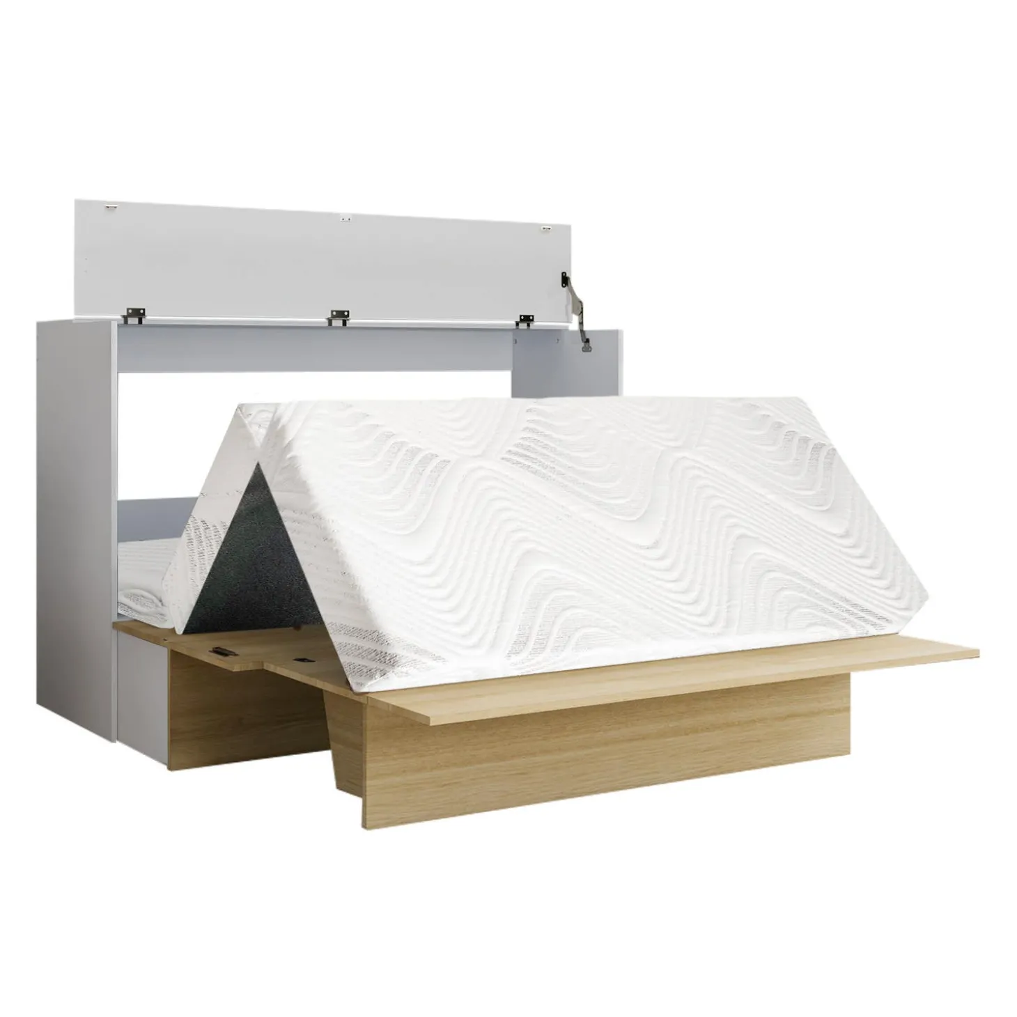 Lit cabinet queen avec matelas 6,5 po - naturel