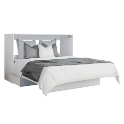Lit cabinet queen avec matelas 6,5 po - blanc