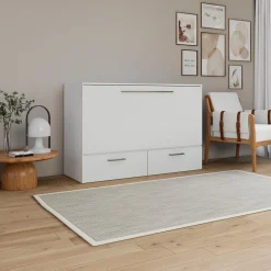 Lit cabinet queen avec matelas 6,5 po - blanc