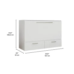 Lit cabinet queen avec matelas 6,5 po - blanc