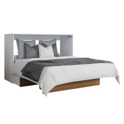 Lit cabinet queen avec matelas 6,5 po - brun