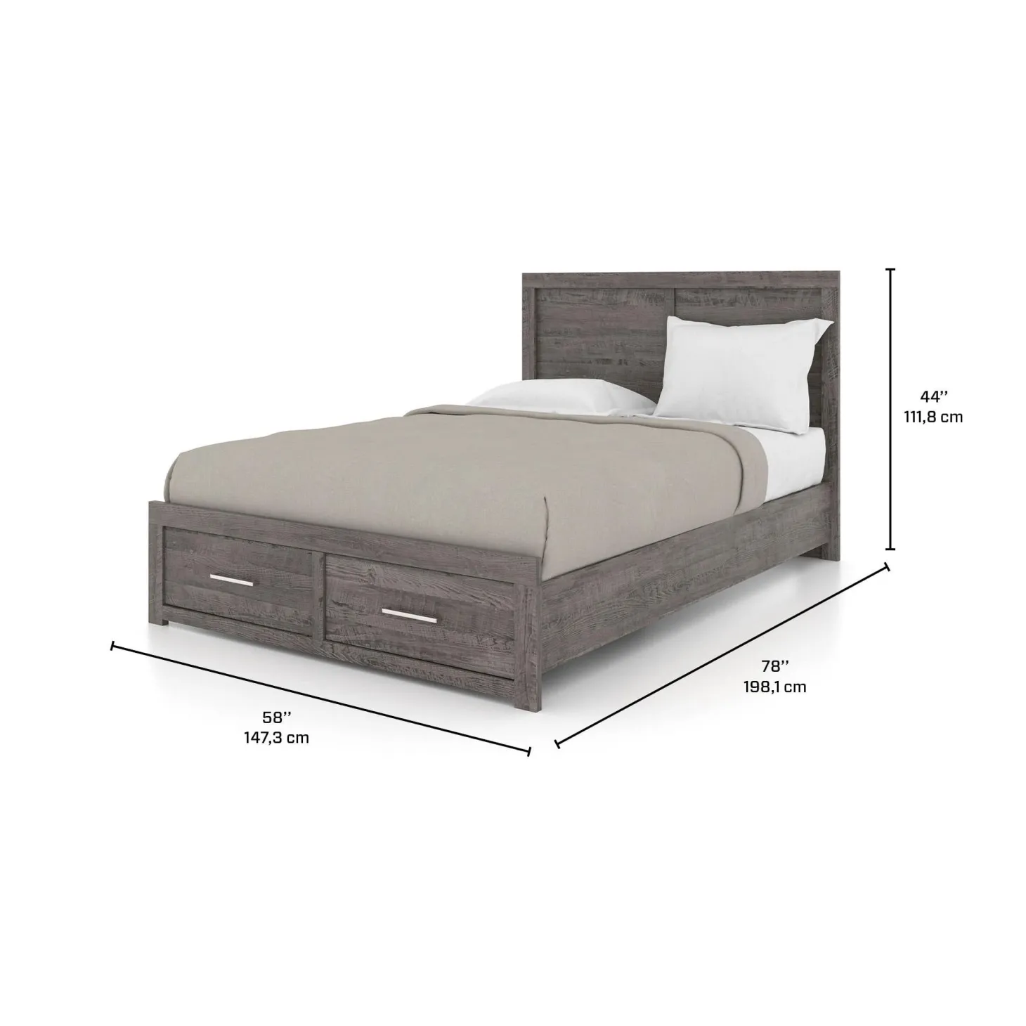 Lit double 54" - gris
