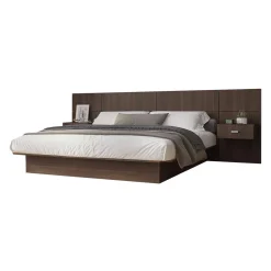 Lit double avec panneaux et tables de chevet (54")