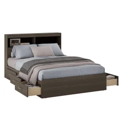 Lit double avec rangement 6 tiroirs et tête de lit (54")