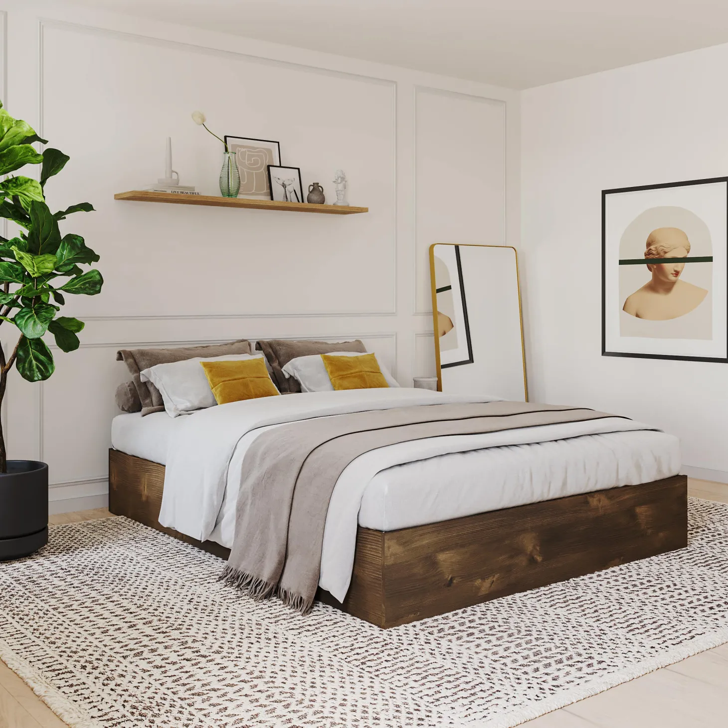 Lit double avec rangement 3 tiroirs (54") - Nexera