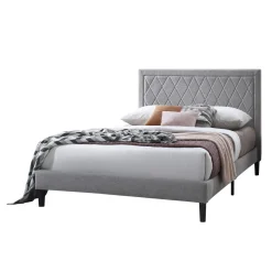 Lit double en tissu avec tête de lit (54")