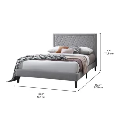 Lit double en tissu avec tête de lit (54