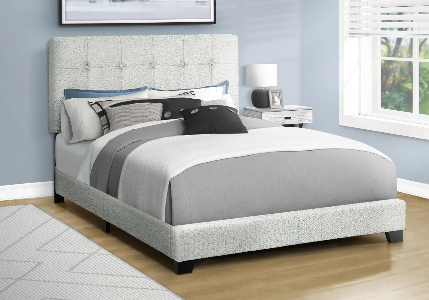 Lit double en tissu avec tête de lit (54") - Monarch