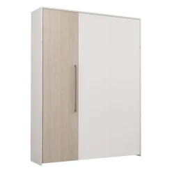Lit escamotable queen - blanc et gris