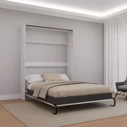 Lit escamotable queen - blanc et gris