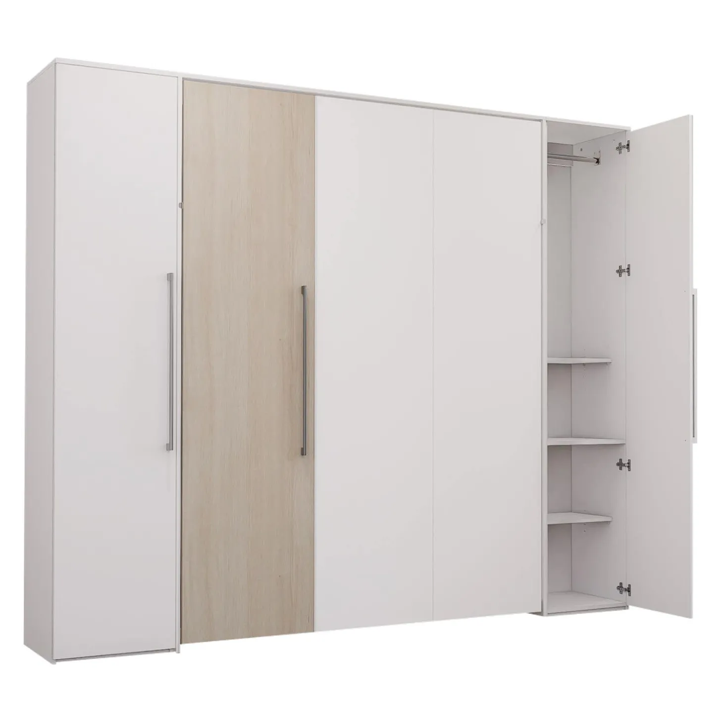 Lit escamotable queen et unités de rangement - blanc et gris