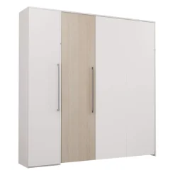 Lit escamotable queen et unité de rangement - blanc et gris