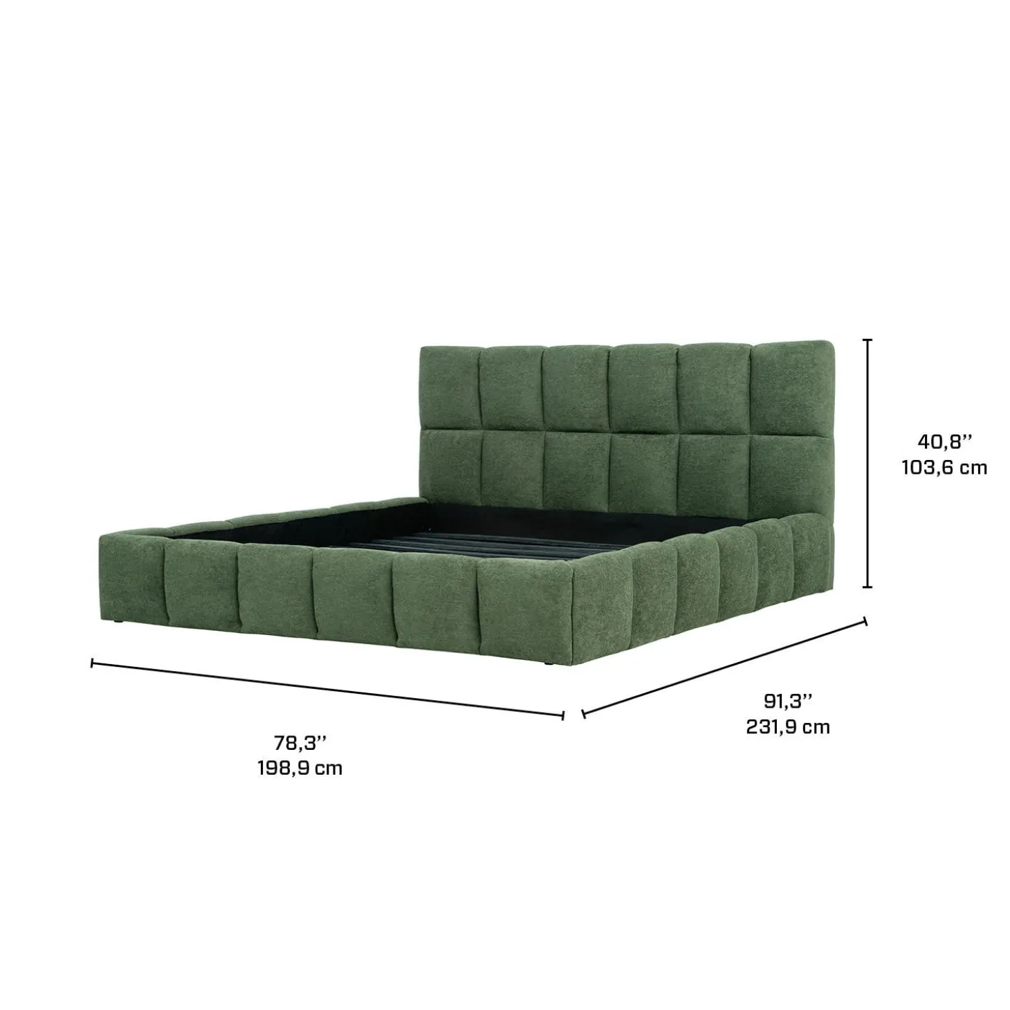 Lit king de style guimauve (78") - vert