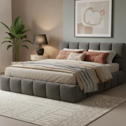 Lit king de style guimauve (78") - gris