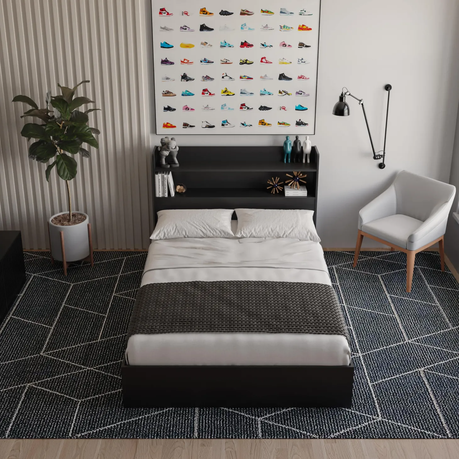 Lit plateforme double avec tête de lit (54") - Nexera
