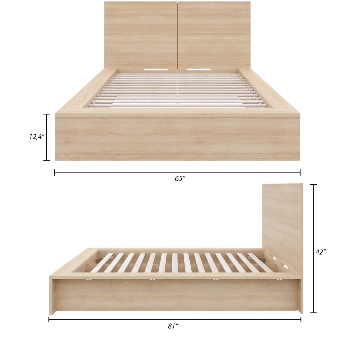 Lit plateforme double avec tête de lit (54") - Nexera