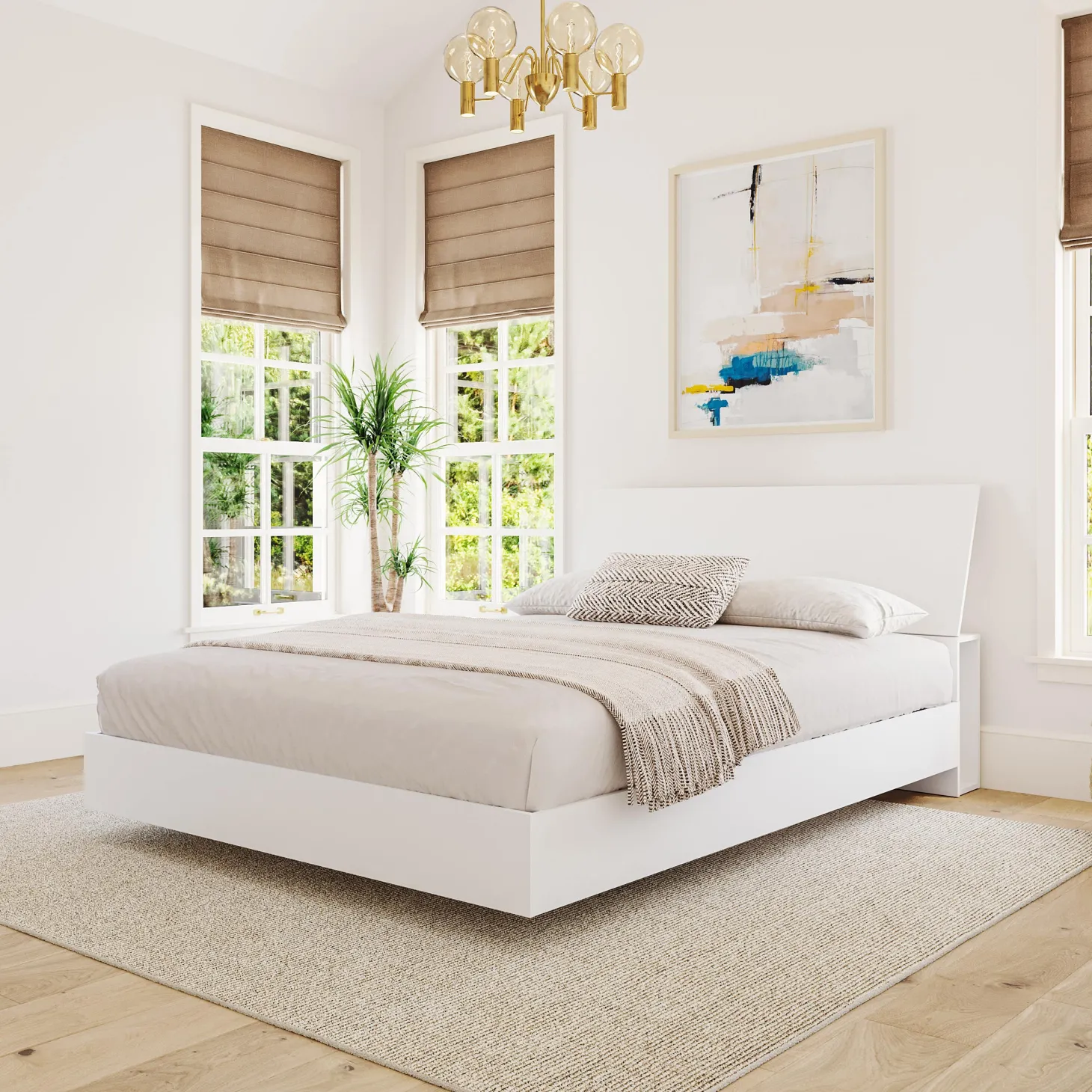 Lit plateforme double et tête de lit (54") - Nexera