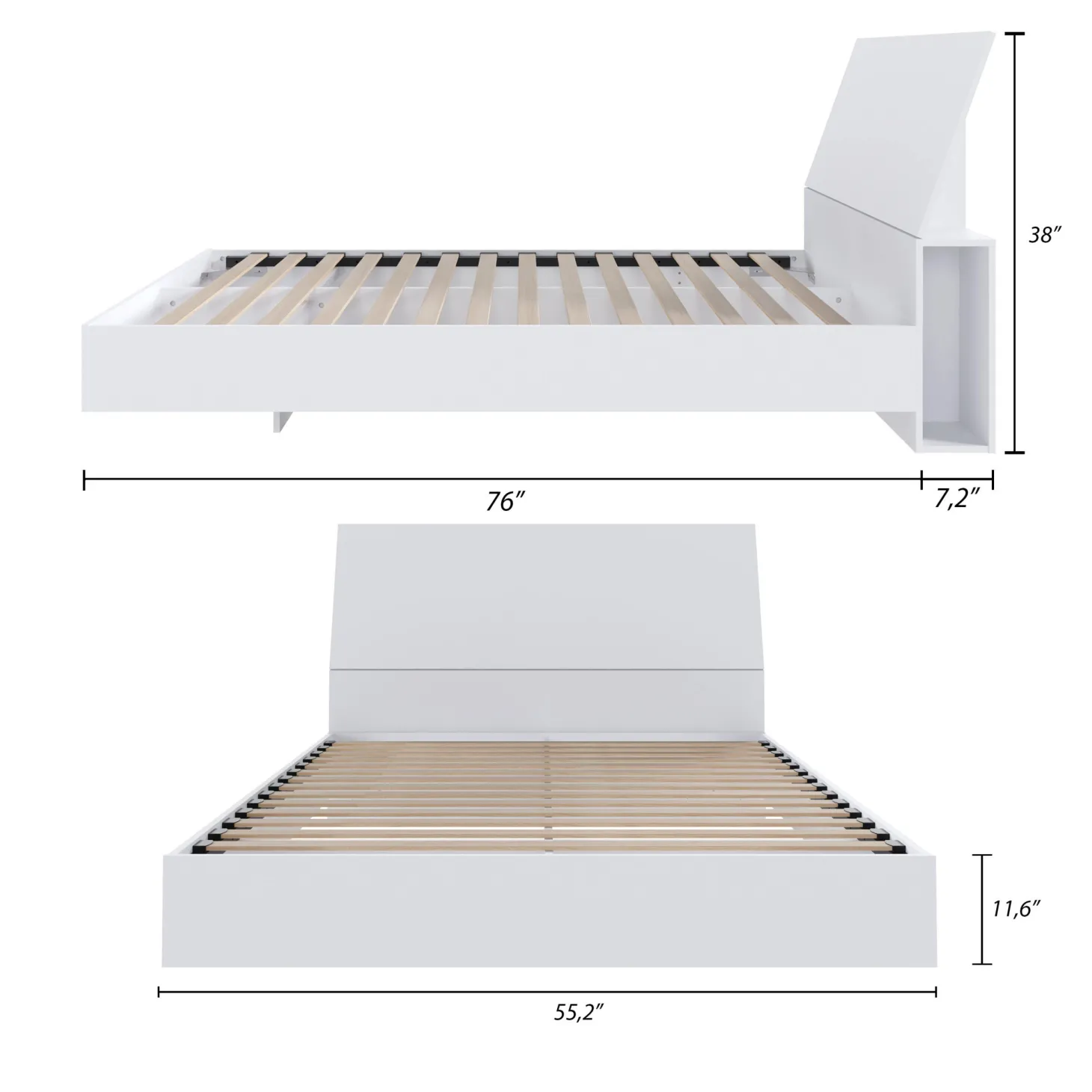 Lit plateforme double et tête de lit (54") - Nexera