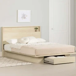 Lit plateforme double/queen avec rangement 1 tiroir et tête de lit (54"/60") - South Shore