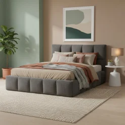Lit queen de style guimauve (60") - gris