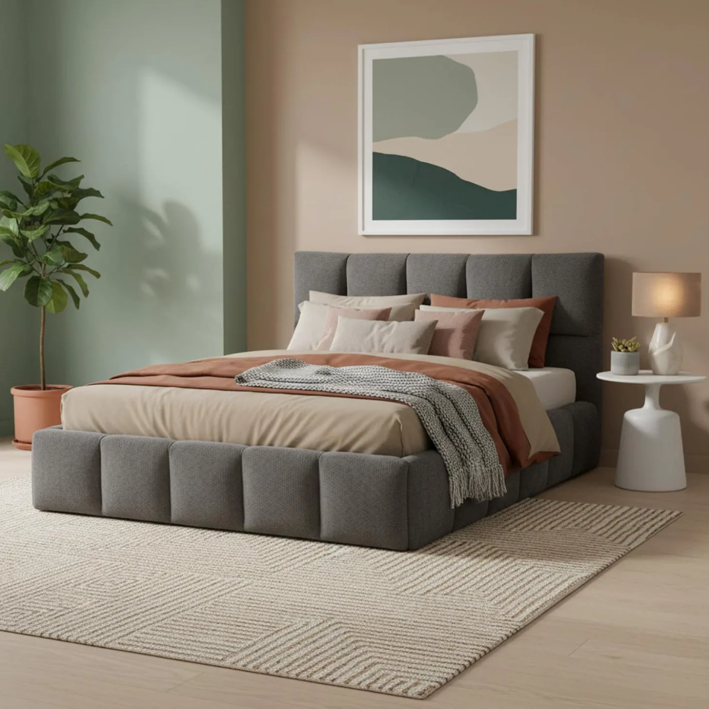 Lit queen de style guimauve (60") - gris