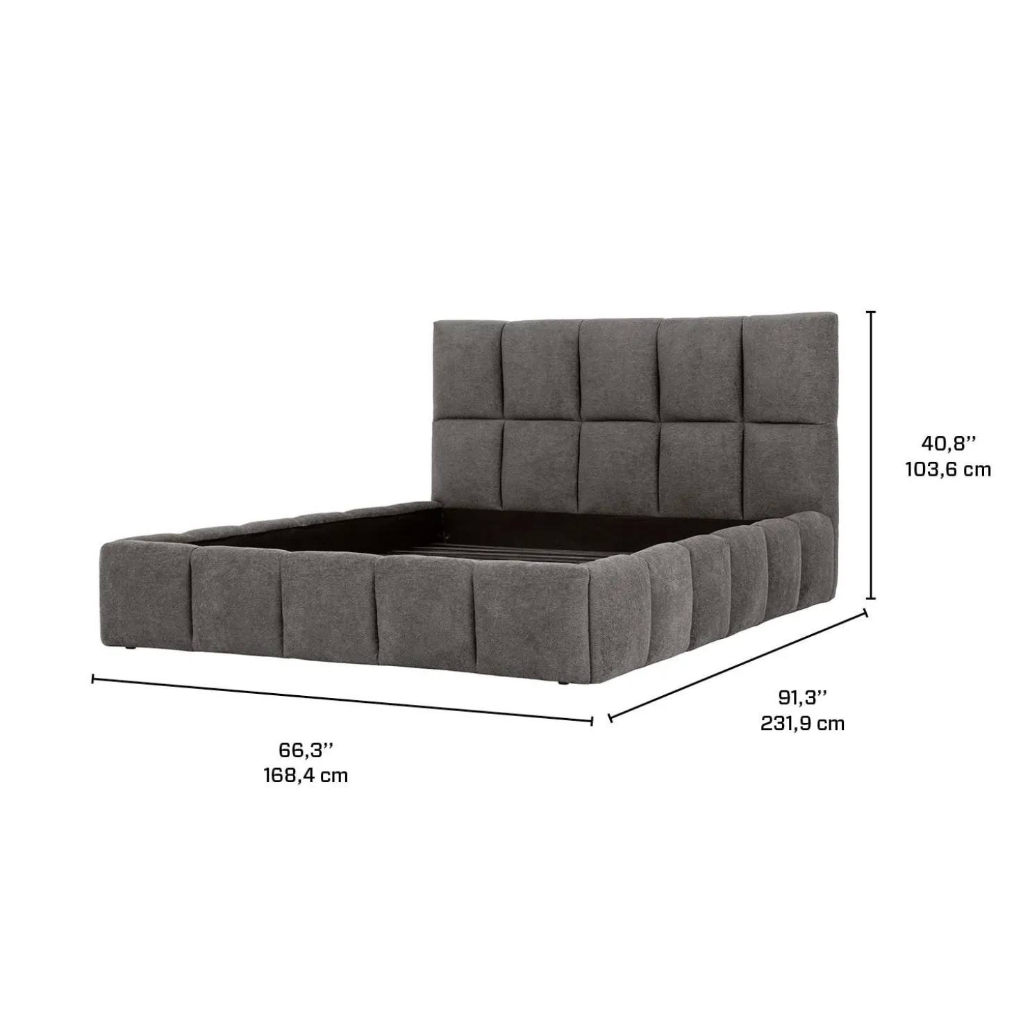 Lit queen de style guimauve (60") - gris