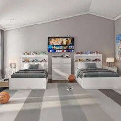 Lit simple avec rangement 3 tiroirs et tête de lit (39")