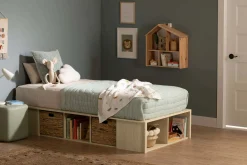 Lit simple avec rangement et paniers (39