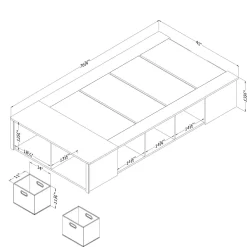 Lit simple avec rangement et paniers (39