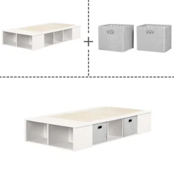 Lit simple avec rangement et paniers (39