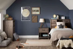 Lit simple avec rangement 3 tiroirs et tête de lit (39