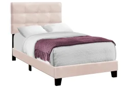 Lit simple en velours avec tête de lit (39")