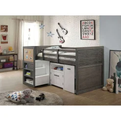 Lit simple mezzanine avec rangement et bureau (39") 5 mcx