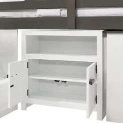 Lit simple mezzanine avec rangement et bureau (39