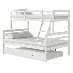 Lit superposé blanc avec lit gigogne - 39"/54"