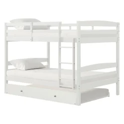Lit superposé blanc avec lit gigogne - 54"/54"