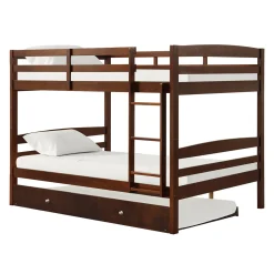 Lit superposé brun avec lit gigogne - 54"/54"