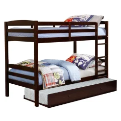 Lit superposé brun avec lit gigogne - 39"/39"