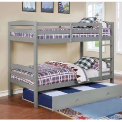 Lit superposé gris avec lit gigogne - 39"/39"