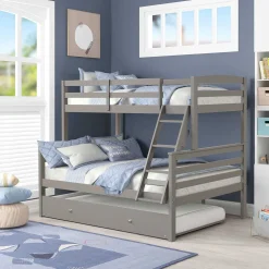 Lit superposé gris avec lit gigogne - 39"/54"