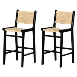 LOT DE 2 TABOURETS DE BAR EN ROTIN - South Shore
