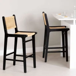 LOT DE 2 TABOURETS DE BAR EN ROTIN - South Shore