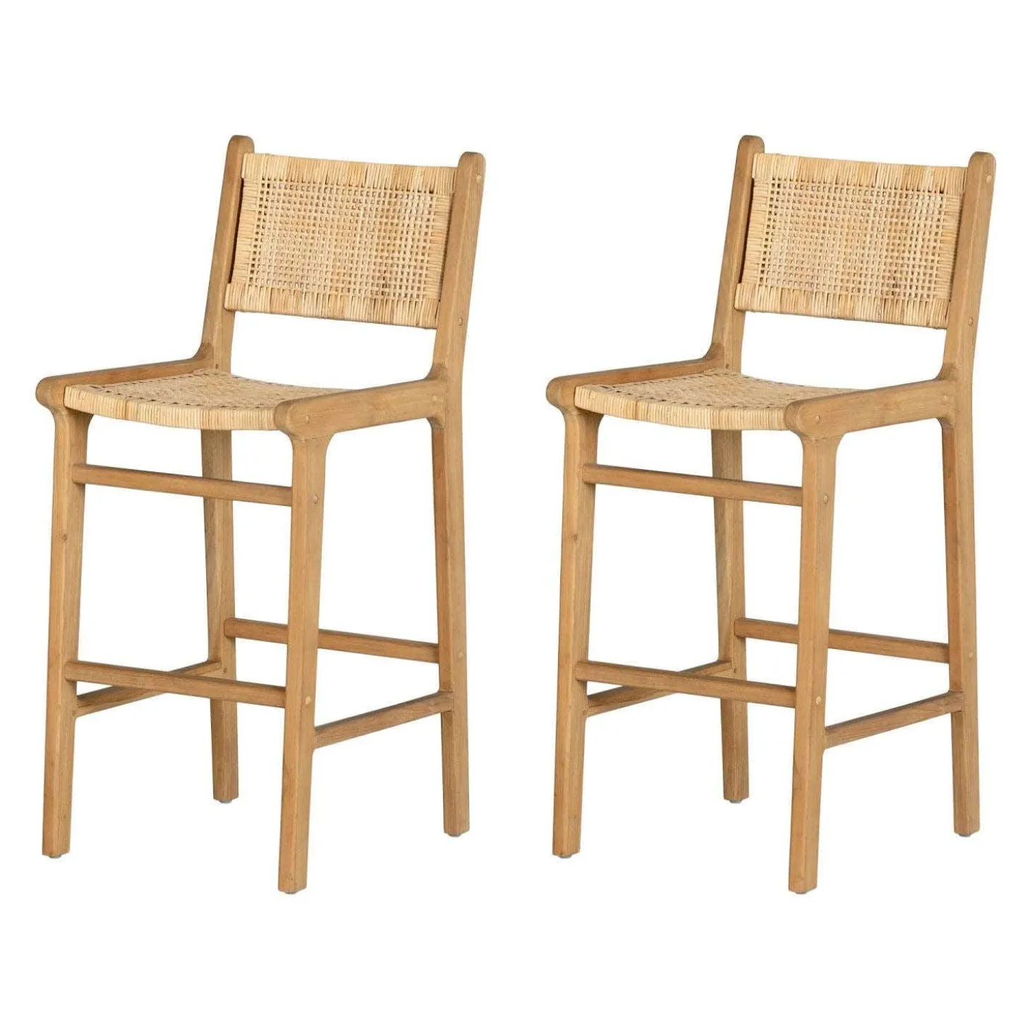 LOT DE 2 TABOURETS DE BAR EN ROTIN - South Shore