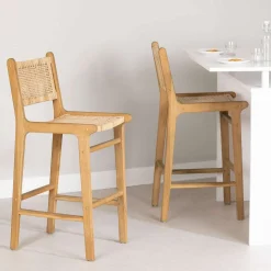 LOT DE 2 TABOURETS DE BAR EN ROTIN - South Shore