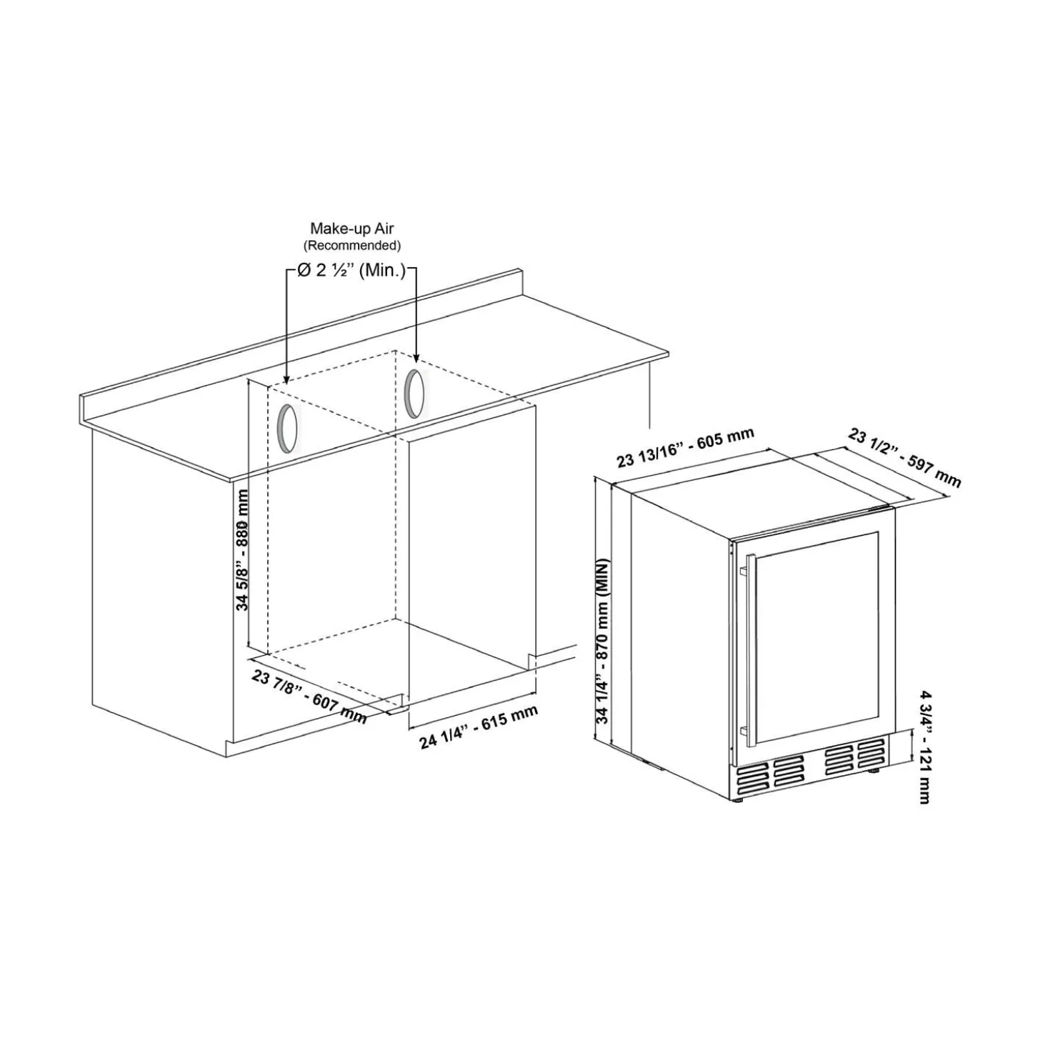 MARATHON Cellierà doubles zones 24'' Inox 24" - MWC56-DSS