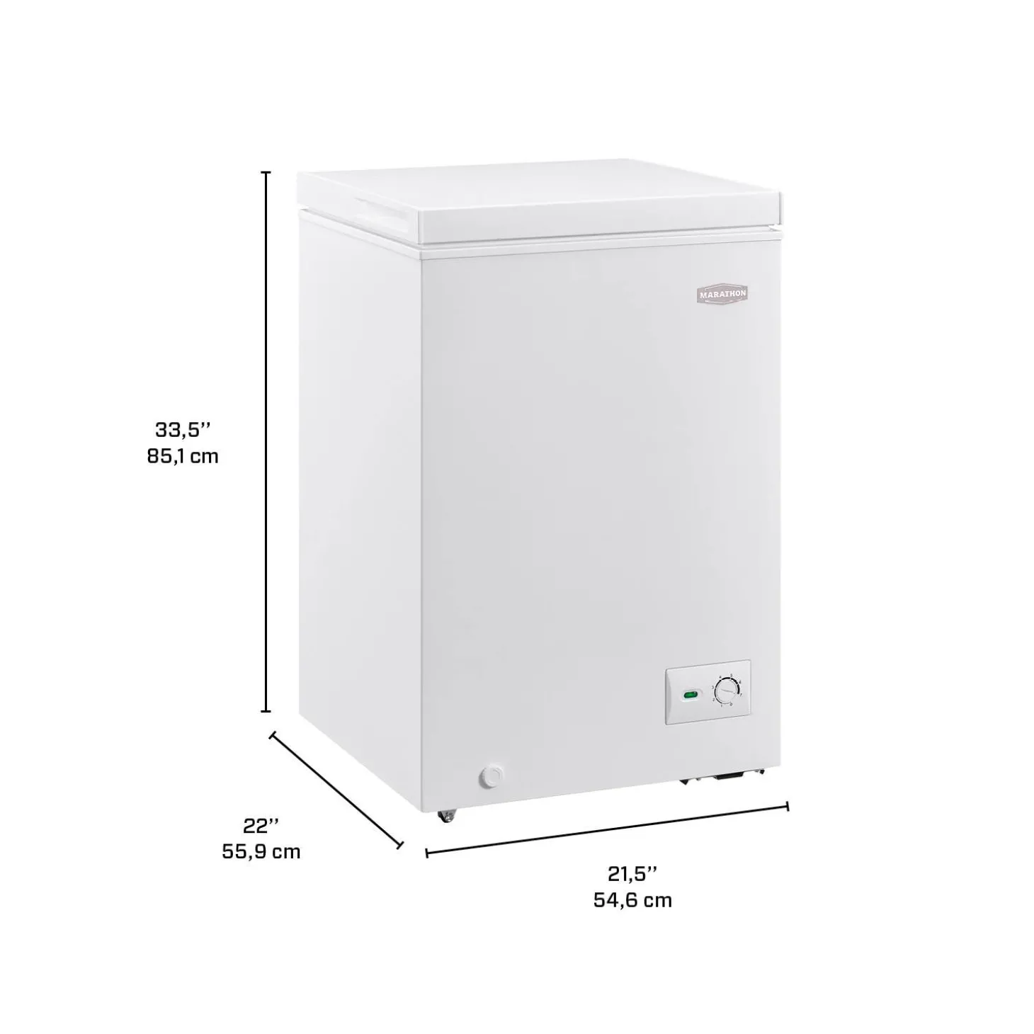 MARATHON Congélateur coffre 3,5 pi3, Blanc, Horizontal, 21.5" - MCF35W